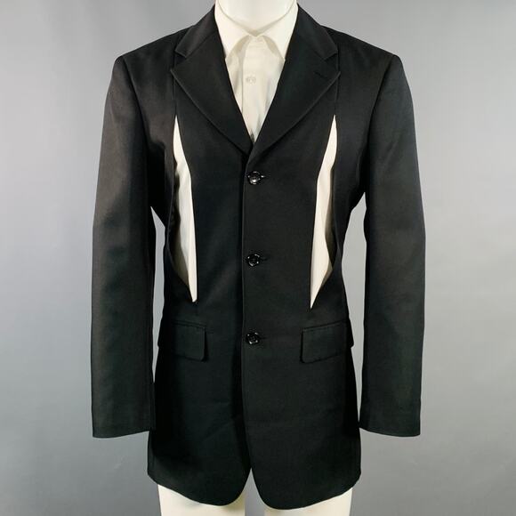 COMME des GARCONS HOMME PLUS AD2024 Size M Black Twill Wool Cutout Sport Coat - Picture 1 of 9